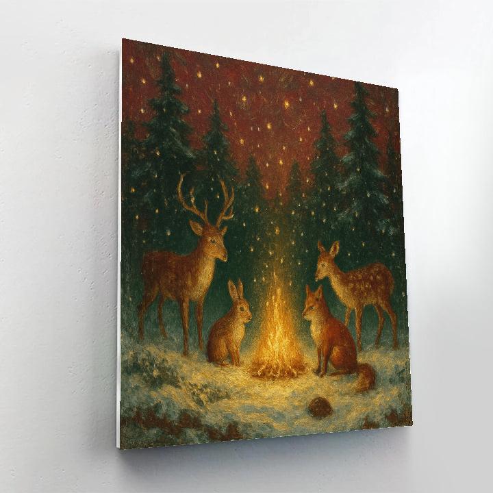 Winter Firefly Nativity Glade painting number kit