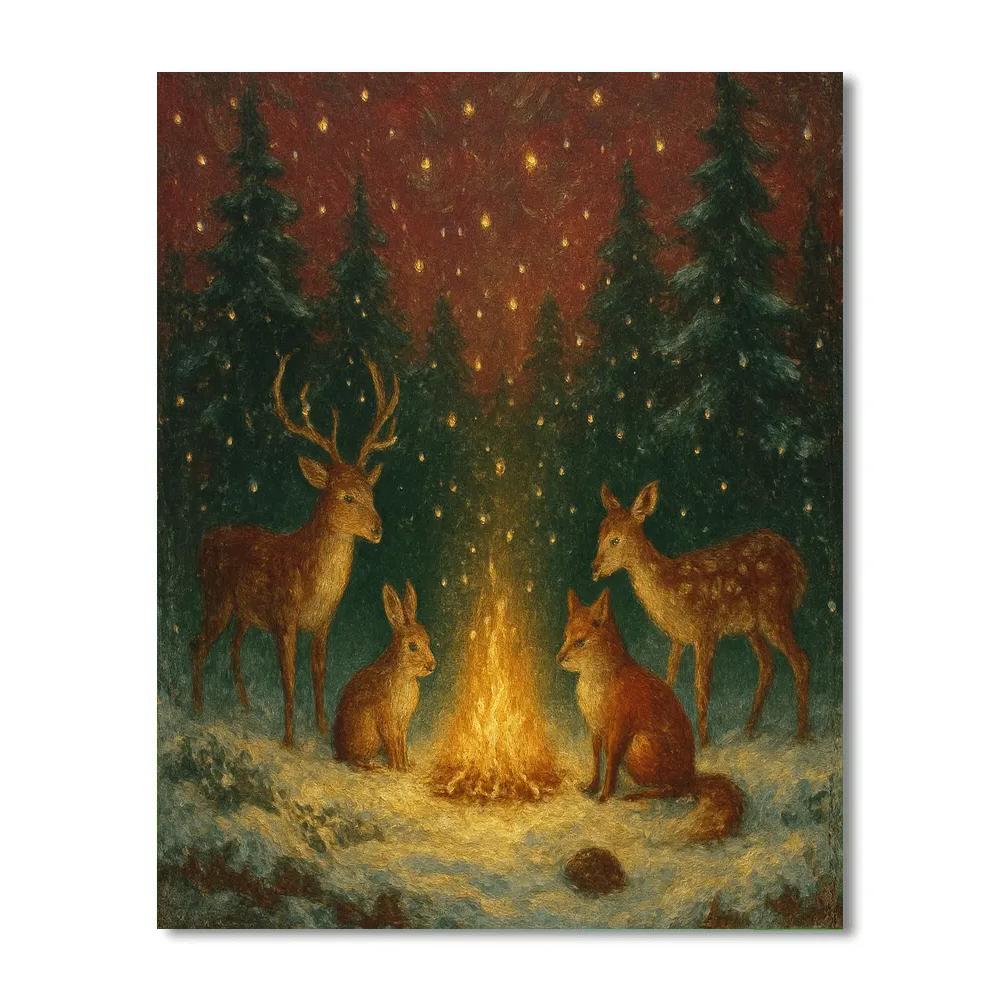 Winter Firefly Nativity Glade painting number kit