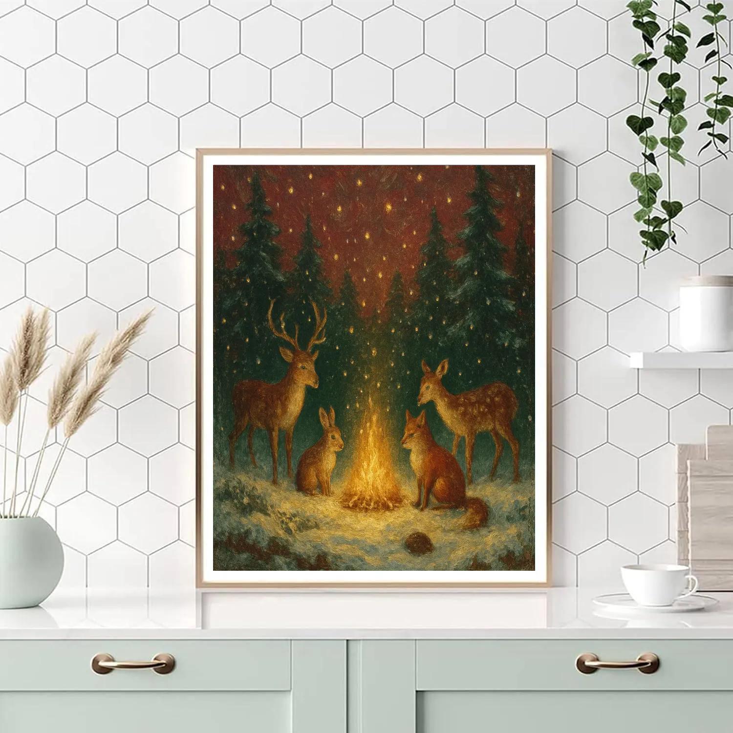Winter Firefly Nativity Glade painting number kit
