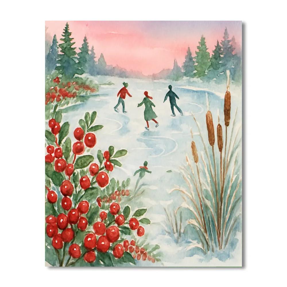 Cranberry Marsh Skaters Numbered painting kits