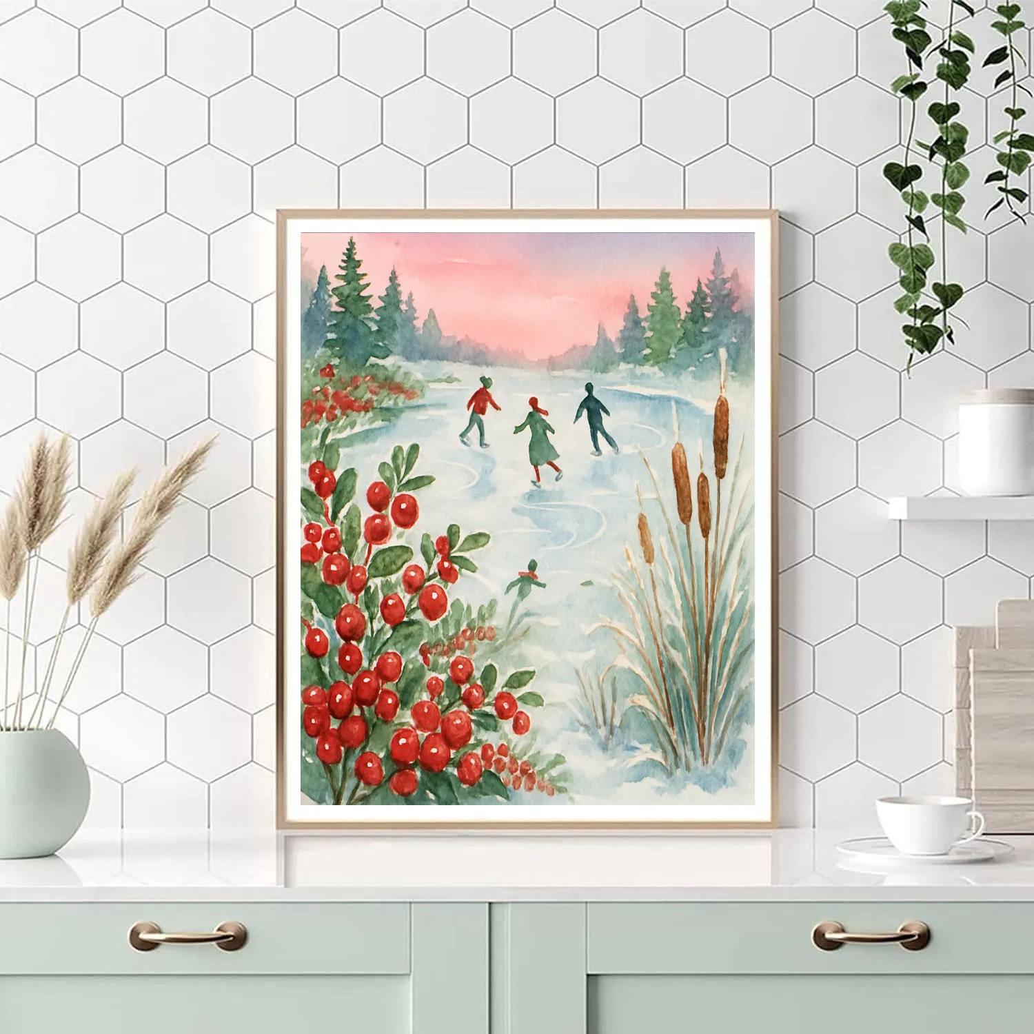 Cranberry Marsh Skaters Numbered painting kits