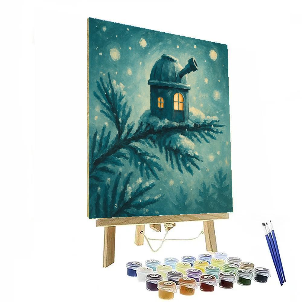 Frosty Pine Needle Observatory painting number kit