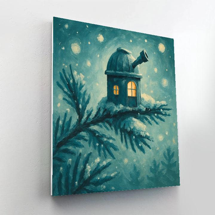 Frosty Pine Needle Observatory painting number kit
