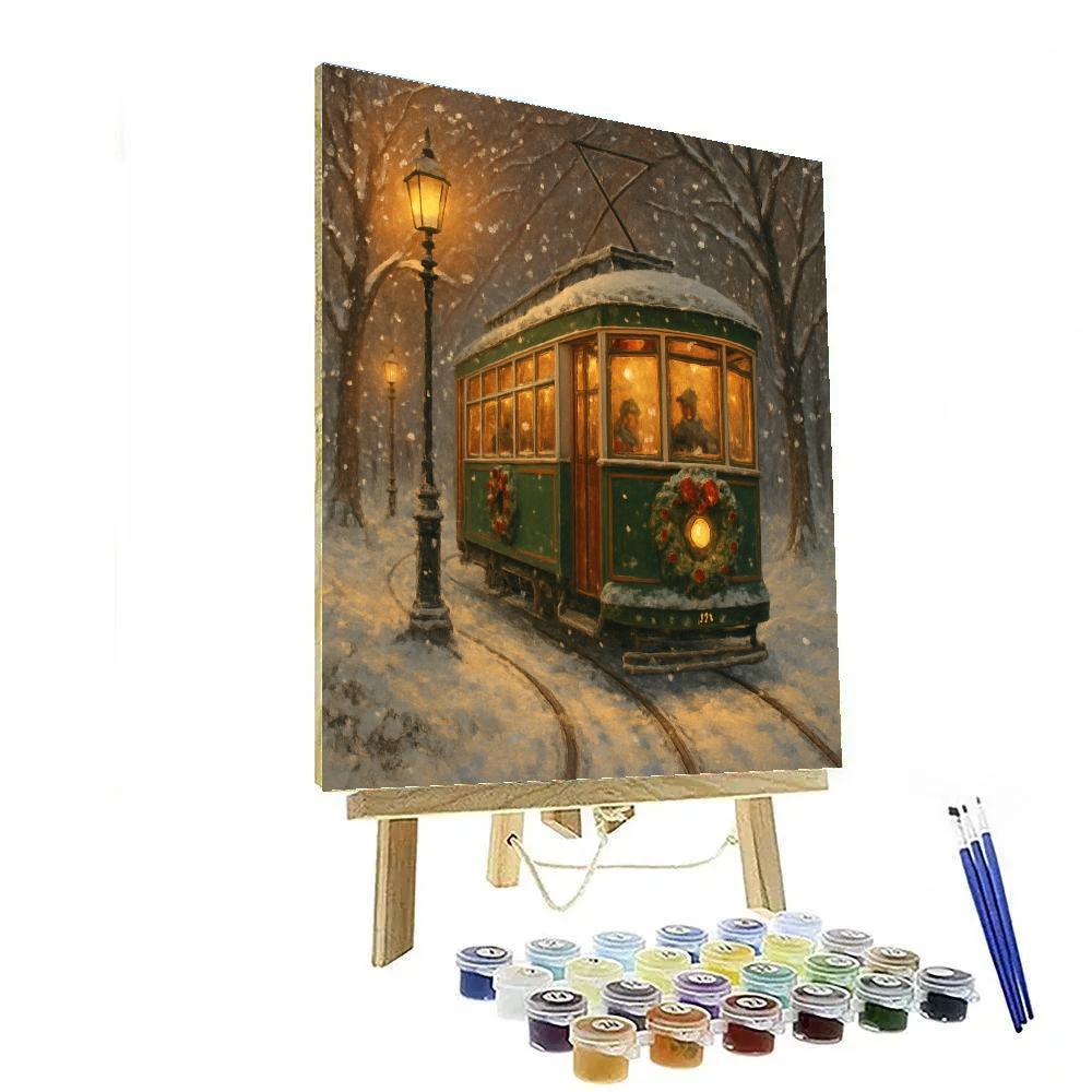 Snowbound Tram Through The Park Number painting