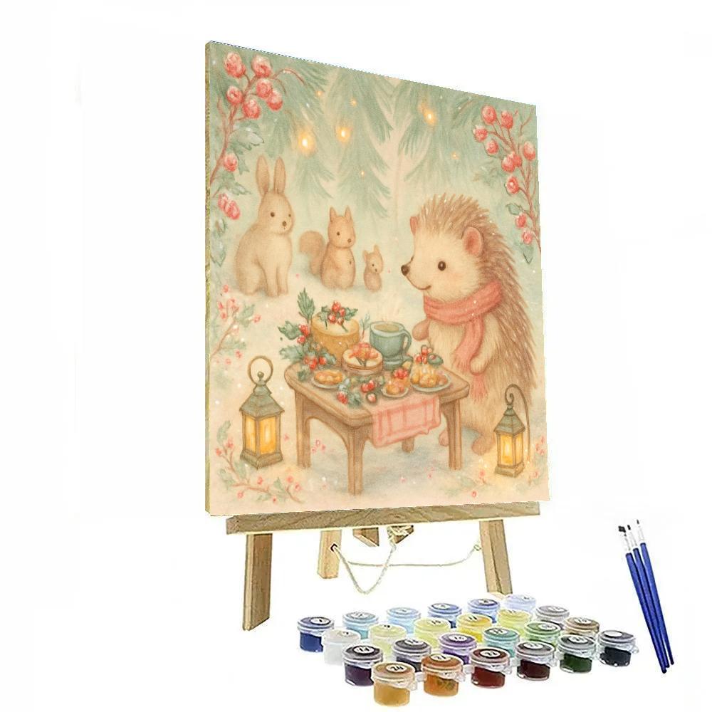 Holly Hedgehog Winter Feast DIY paint by numbers