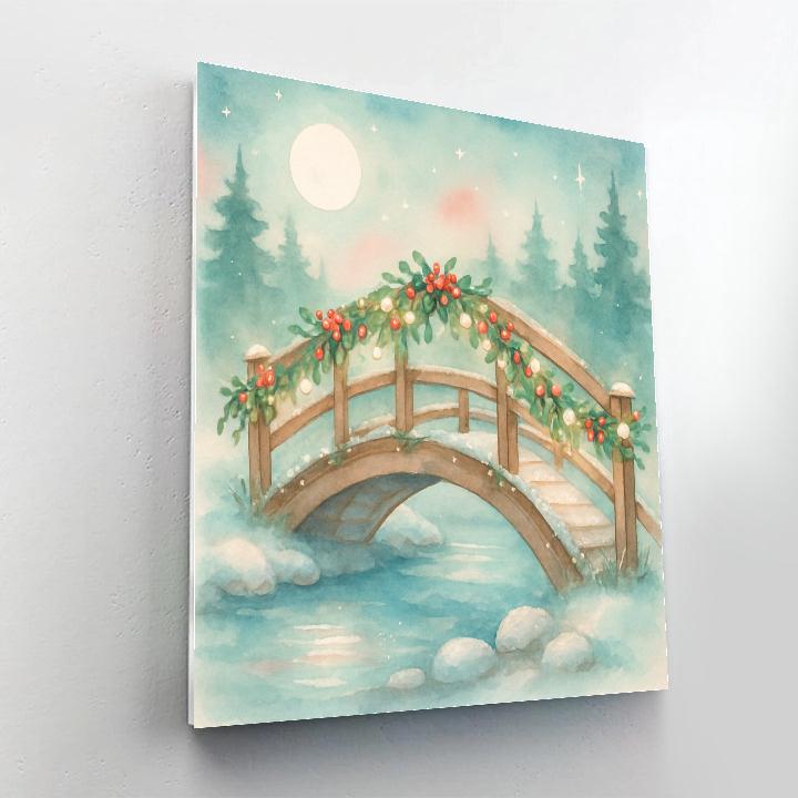 Mistletoe Bridge Over Brook Paint by numbers art