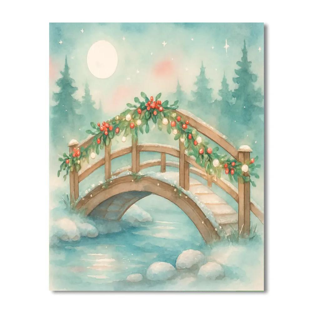 Mistletoe Bridge Over Brook Paint by numbers art