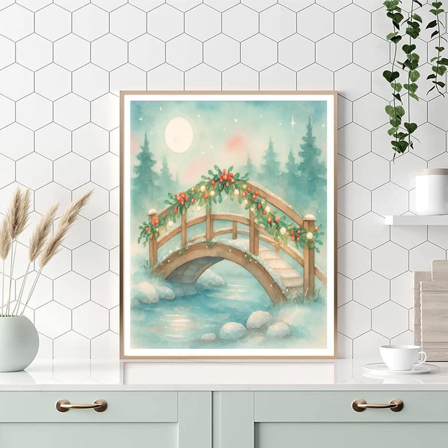 Mistletoe Bridge Over Brook Paint by numbers art