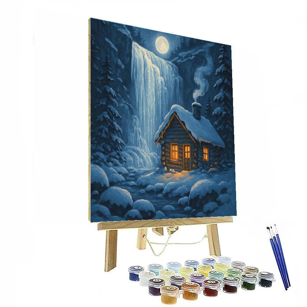 Cabin On The Frozen Waterfall painting number kit