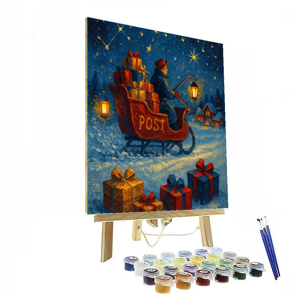 Starlight Post Office Sleigh Run Paint by numbers art