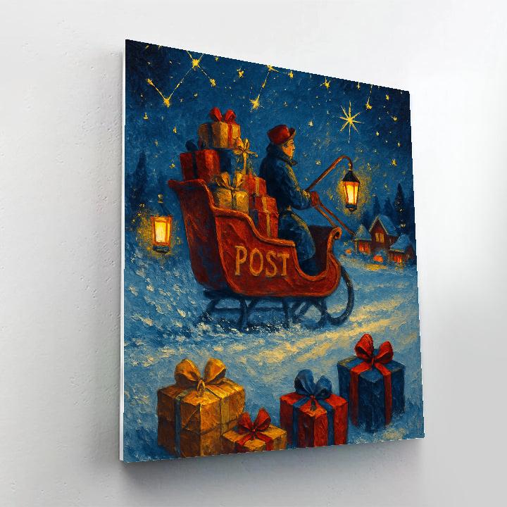 Starlight Post Office Sleigh Run Paint by numbers art