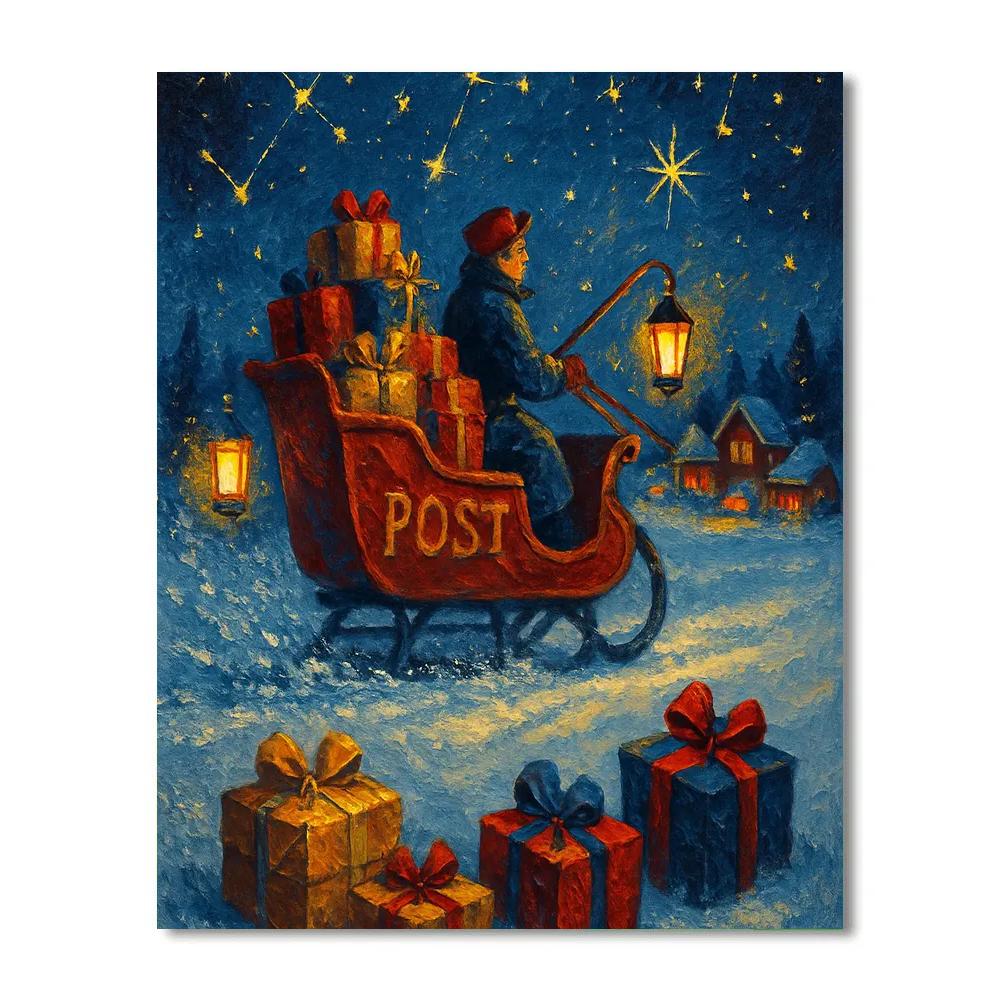 Starlight Post Office Sleigh Run Paint by numbers art