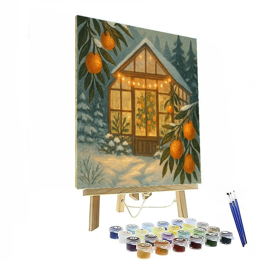 Snowy Greenhouse Citrus Glow Number painting