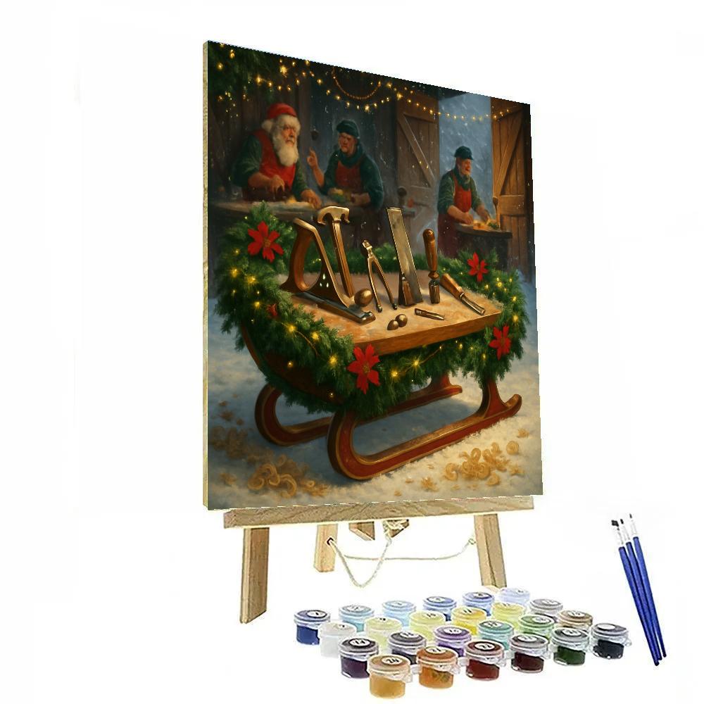 Pine Wreath Sled Workshop Painting by numbers kit