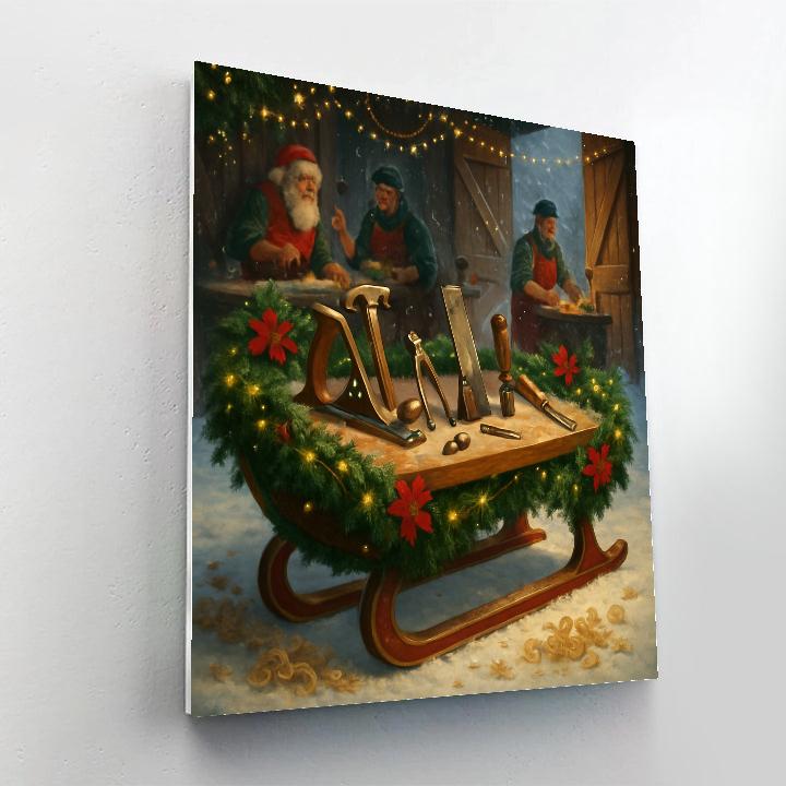 Pine Wreath Sled Workshop Painting by numbers kit