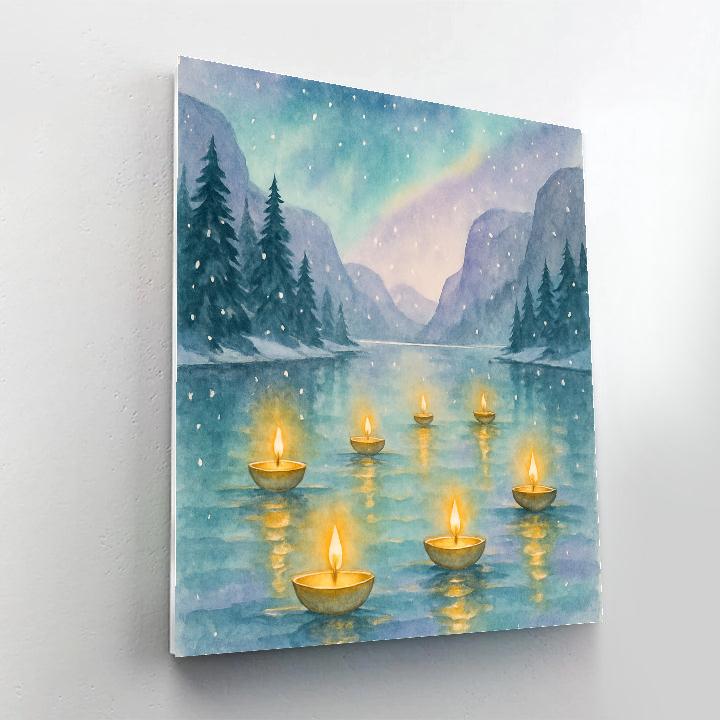 Hushed Fjord Candle Boats paint by numbers