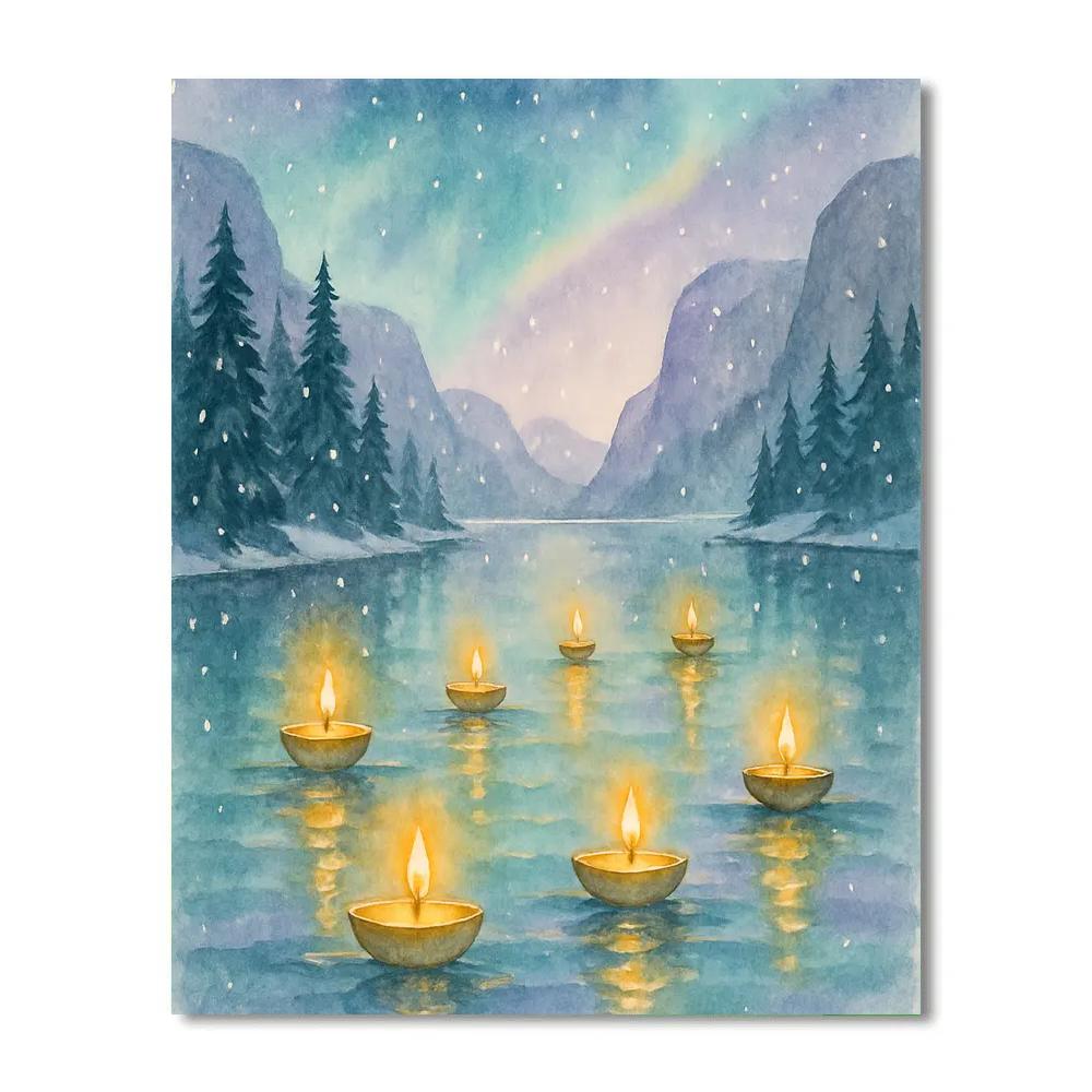 Hushed Fjord Candle Boats paint by numbers