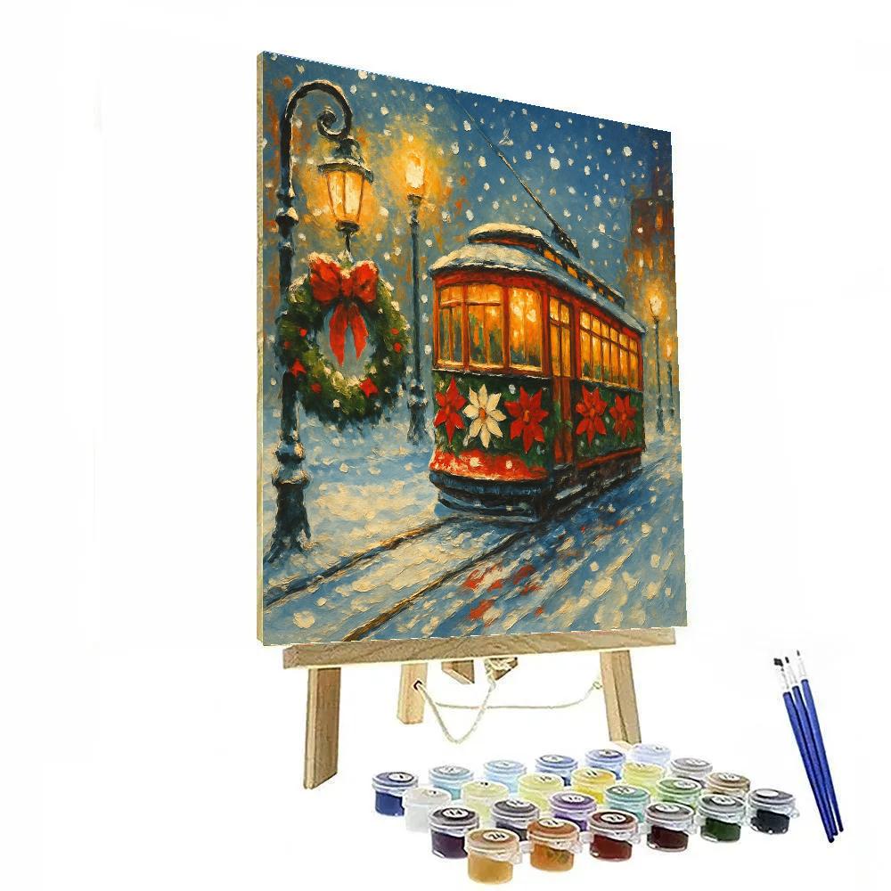 Poinsettia Streetcar Evening DIY paint by numbers