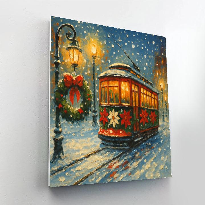 Poinsettia Streetcar Evening DIY paint by numbers