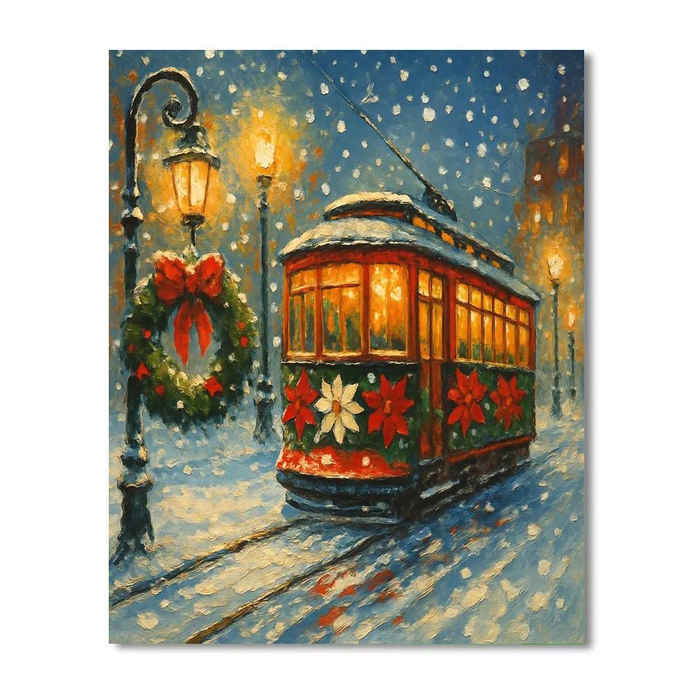 Poinsettia Streetcar Evening DIY paint by numbers