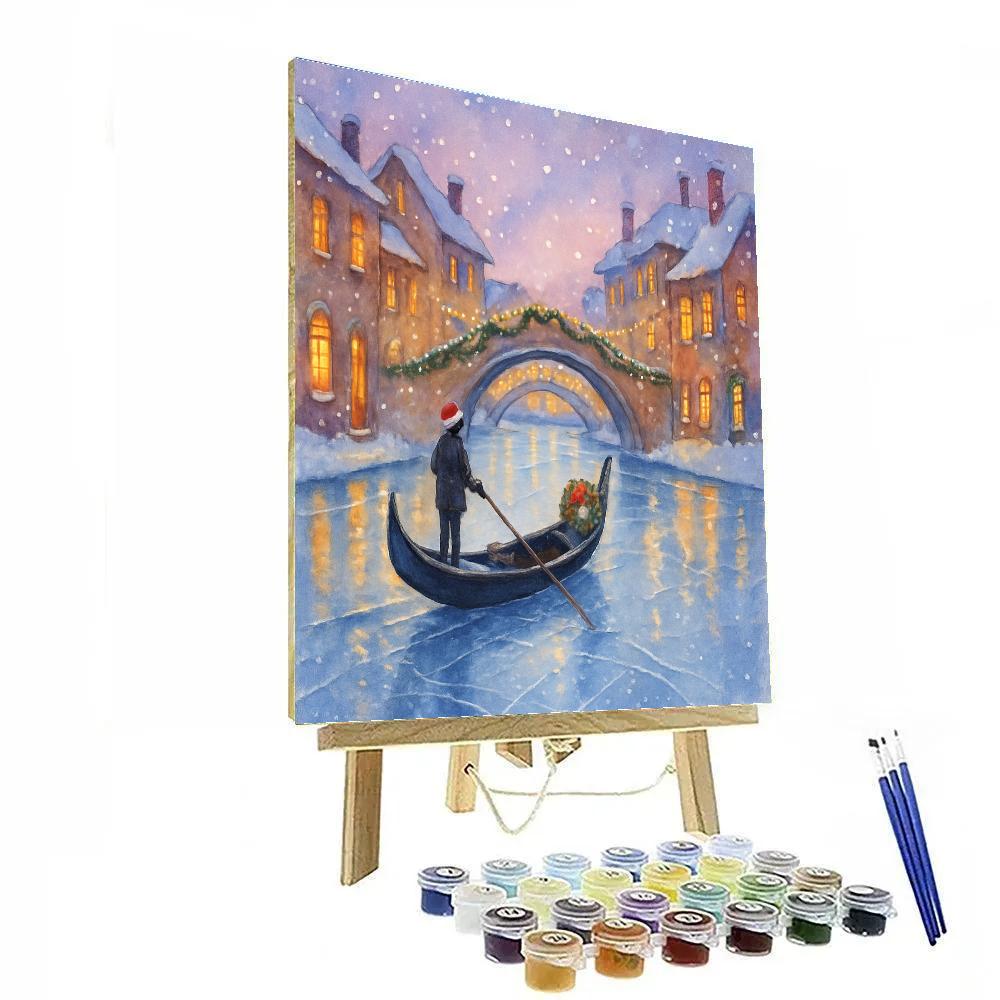 Evergreen Gondola Over Frozen Canal Painting by numbers kit