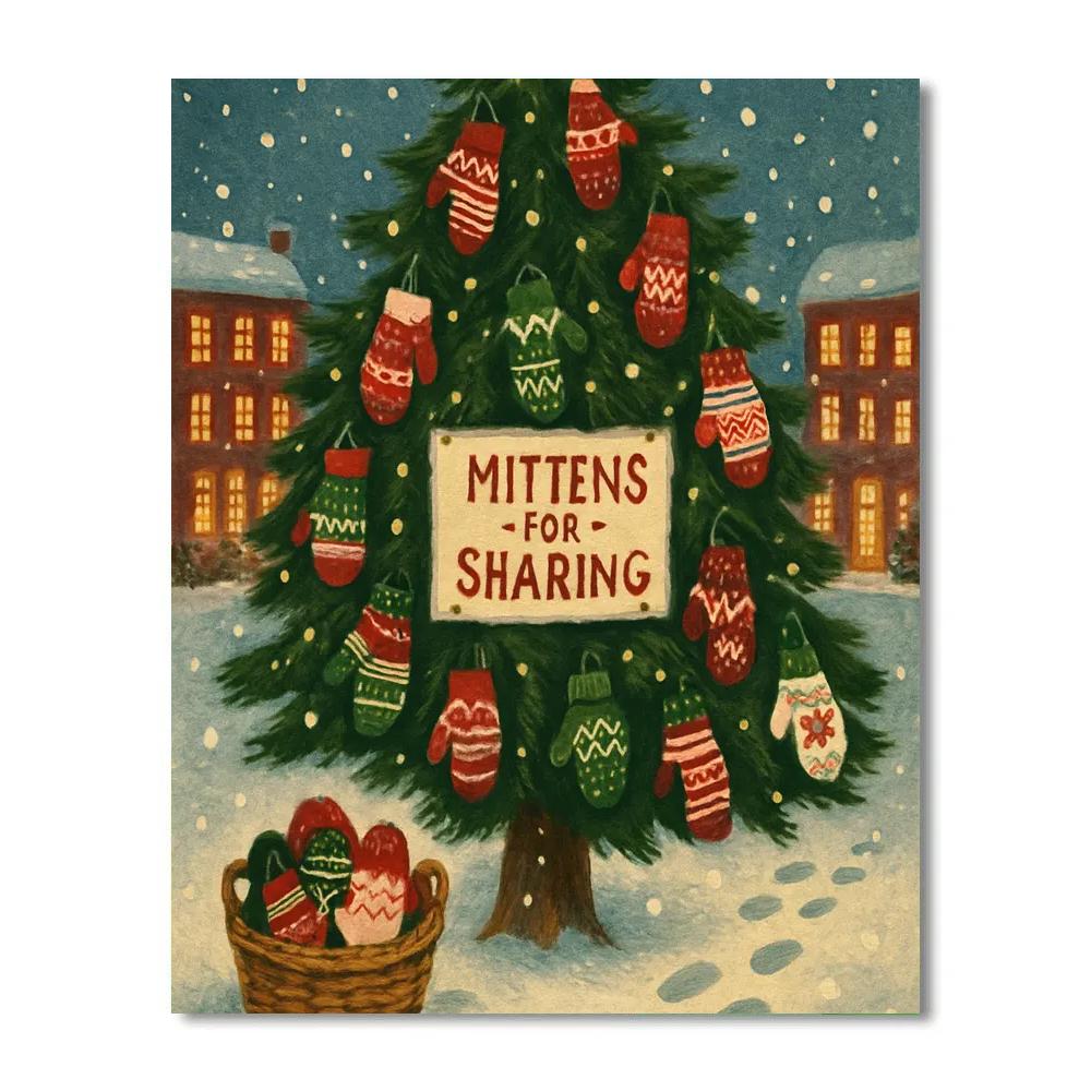 Woolen Mitten Tree Swap Painting by numbers kit