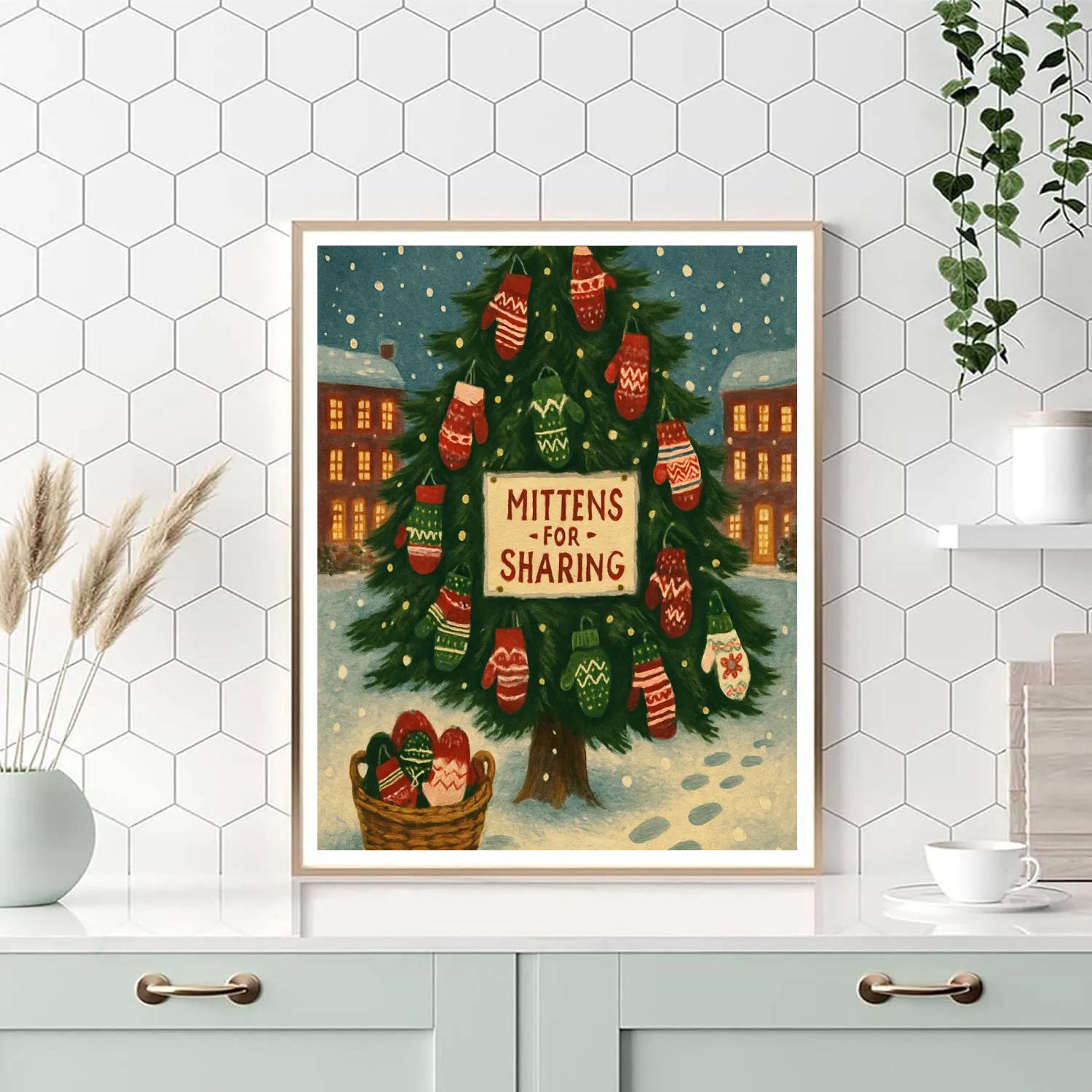 Woolen Mitten Tree Swap Painting by numbers kit