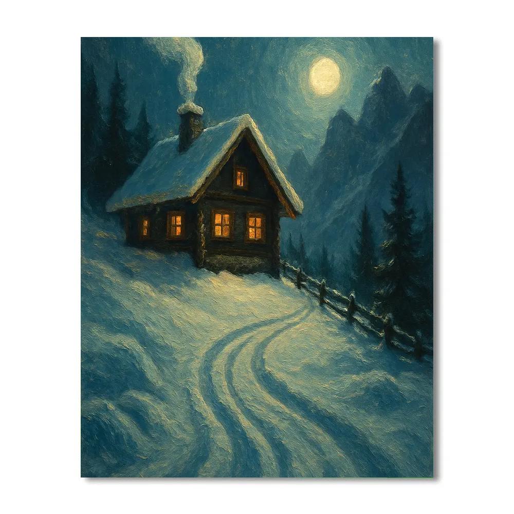 Sleigh Tracks To The Cliff Chalet Numbered painting kits