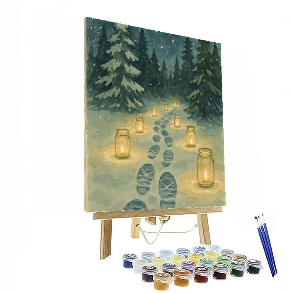 Candlelit Snow Shoe Trail Painting by numbers kit