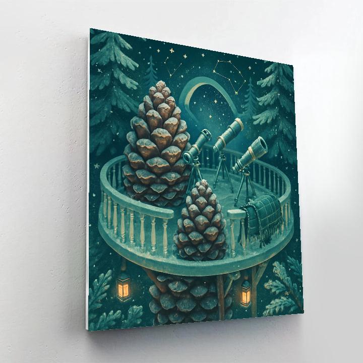 Skylit Pinecone Observatory Deck Number painting