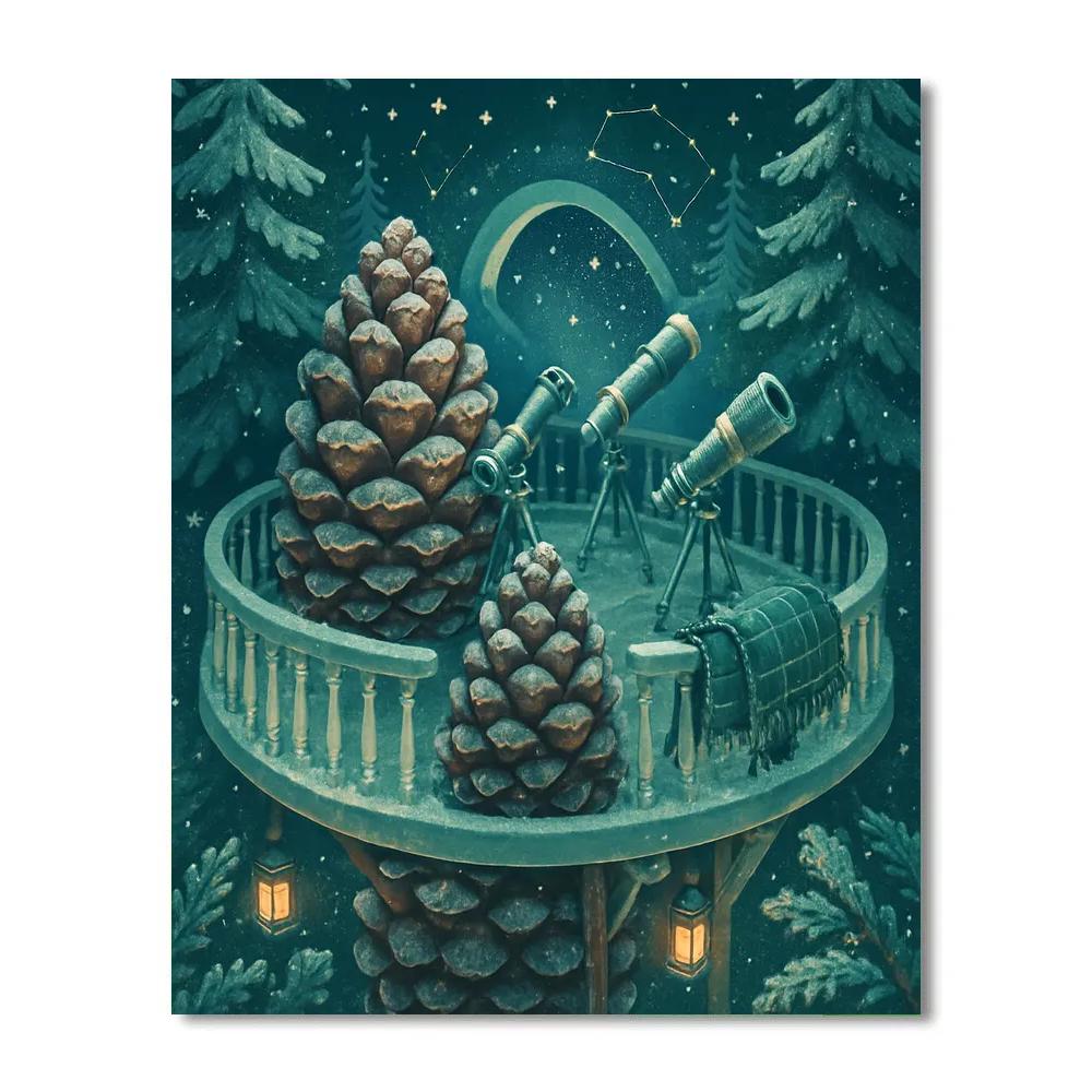 Skylit Pinecone Observatory Deck Number painting