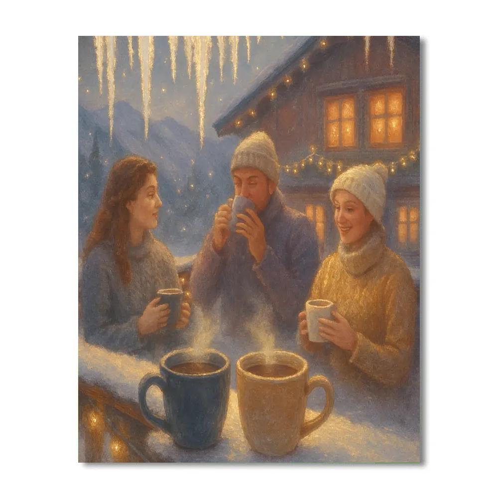 Icicle Chalet Hot Cocoa Soiree Numbered painting kits