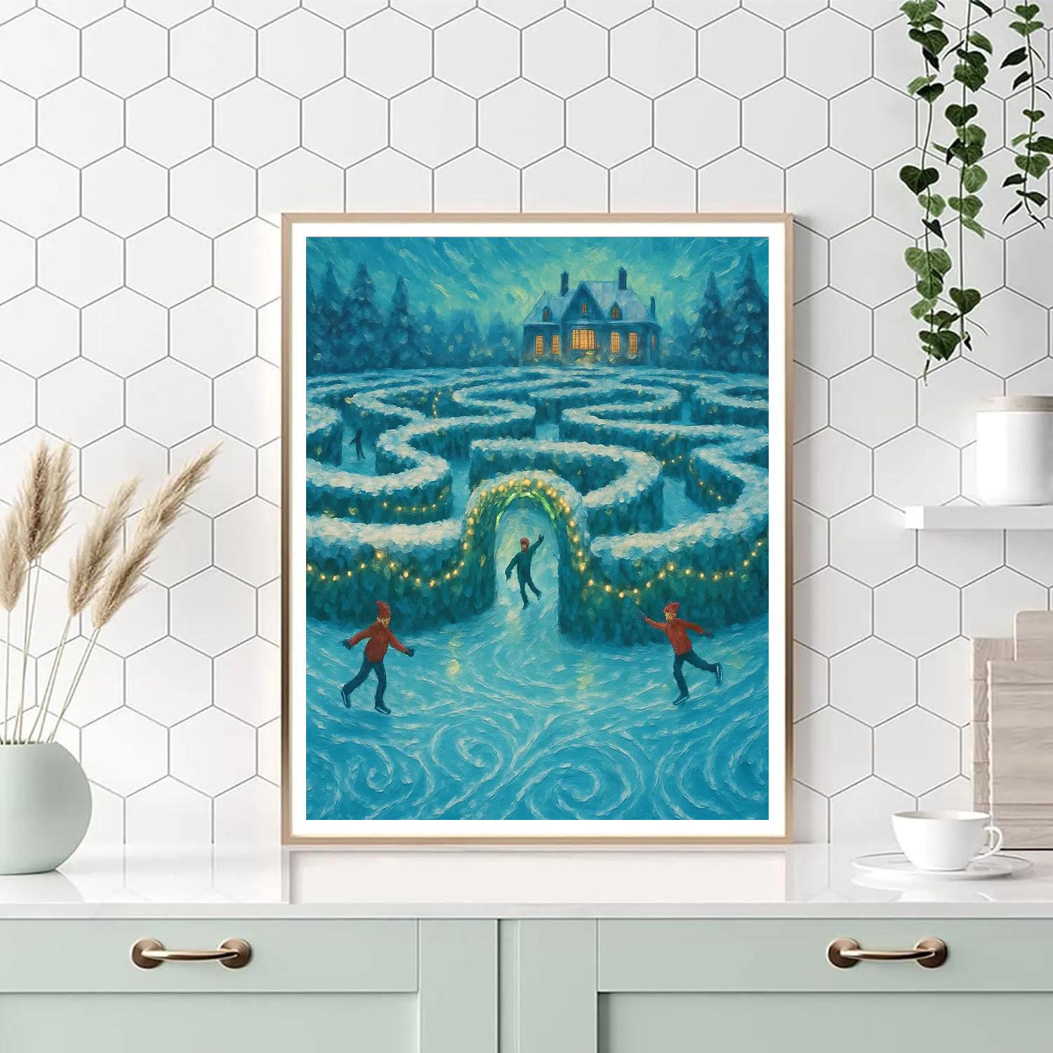 Frost Garden Skating Maze Paint by numbers kits