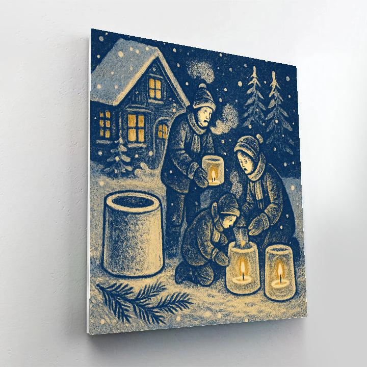 Starlit Cottage Ice Lantern Craft Number painting