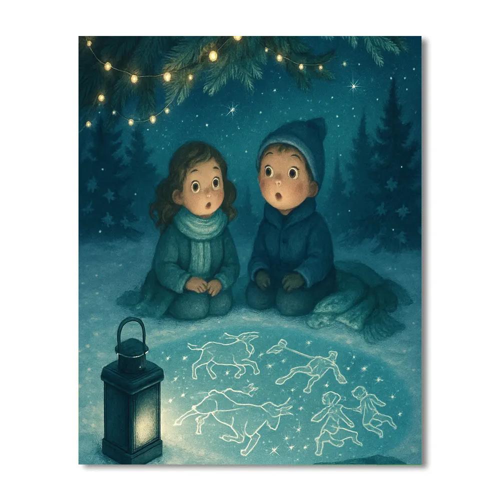 Pine Bough Planetarium Night painting number kit