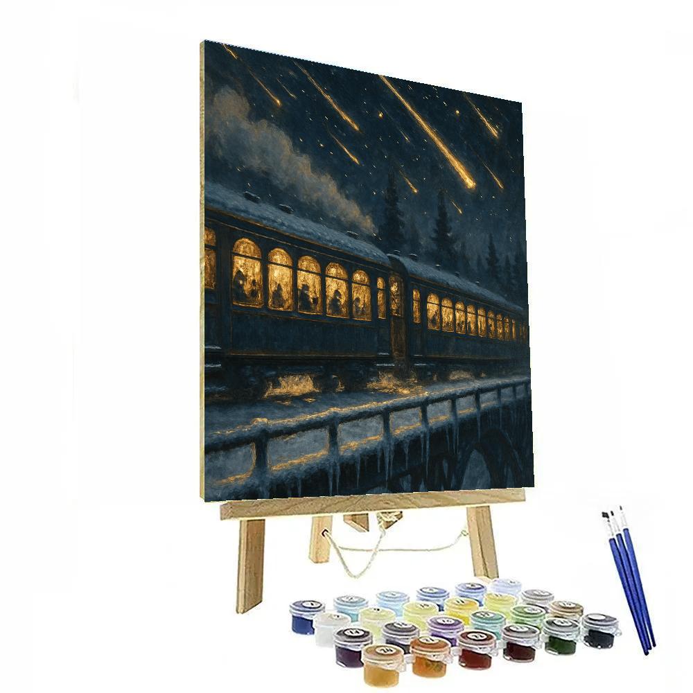 Winter Stargazer Train Bridge DIY paint by numbers