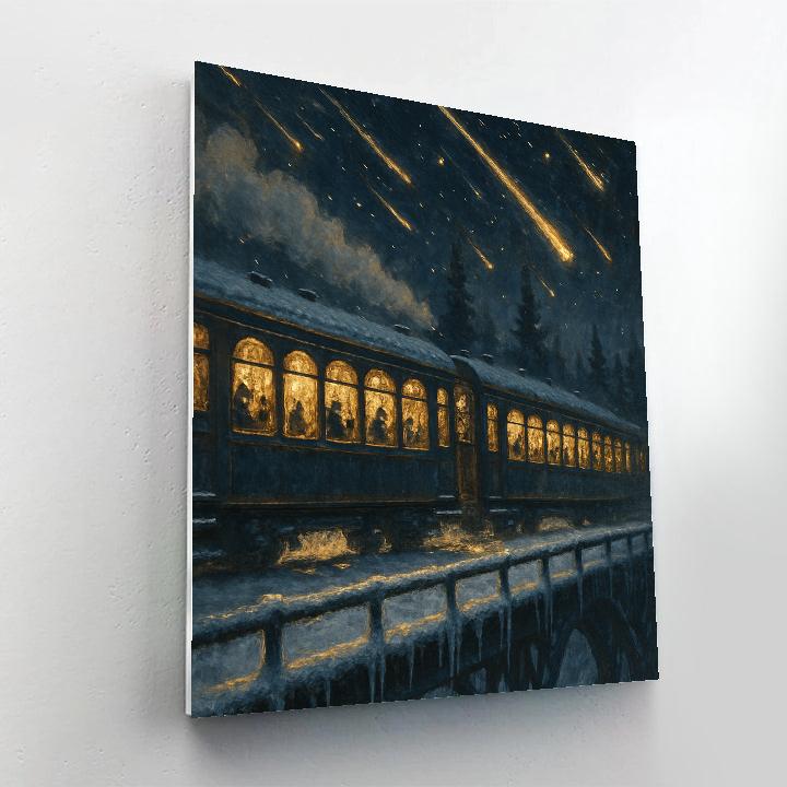 Winter Stargazer Train Bridge DIY paint by numbers