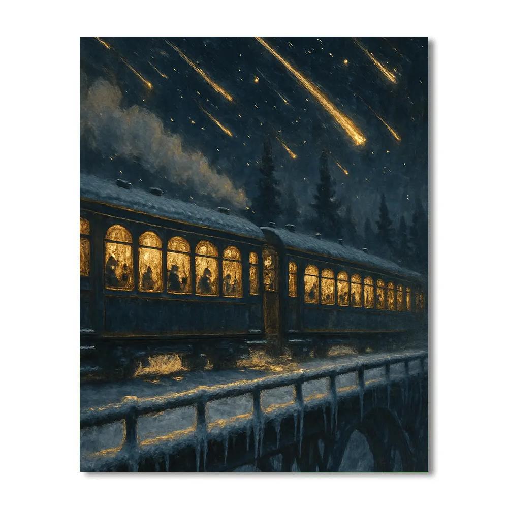 Winter Stargazer Train Bridge DIY paint by numbers
