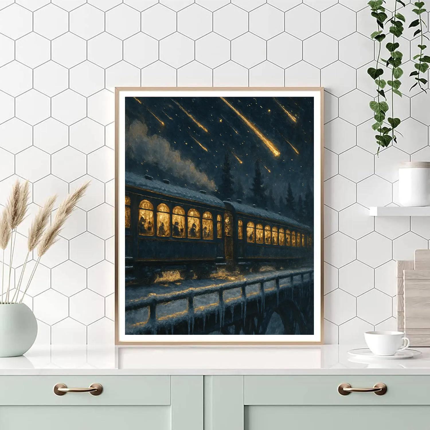 Winter Stargazer Train Bridge DIY paint by numbers
