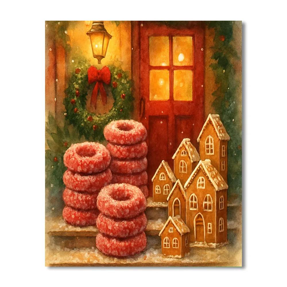 Cranberry Wreath Bakery Porch paint by numbers