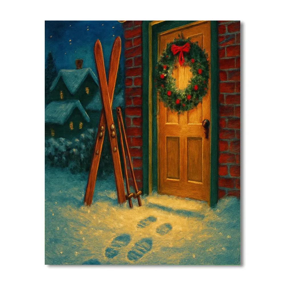 Village Skis At The Doorway Painting by numbers kit
