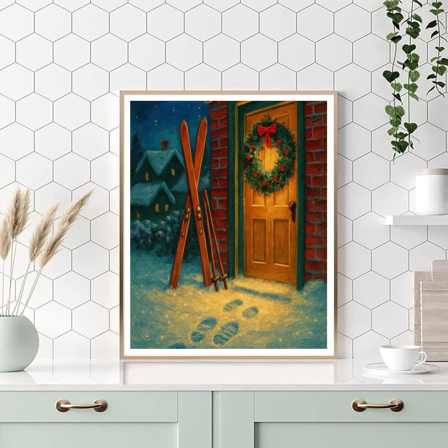 Village Skis At The Doorway Painting by numbers kit