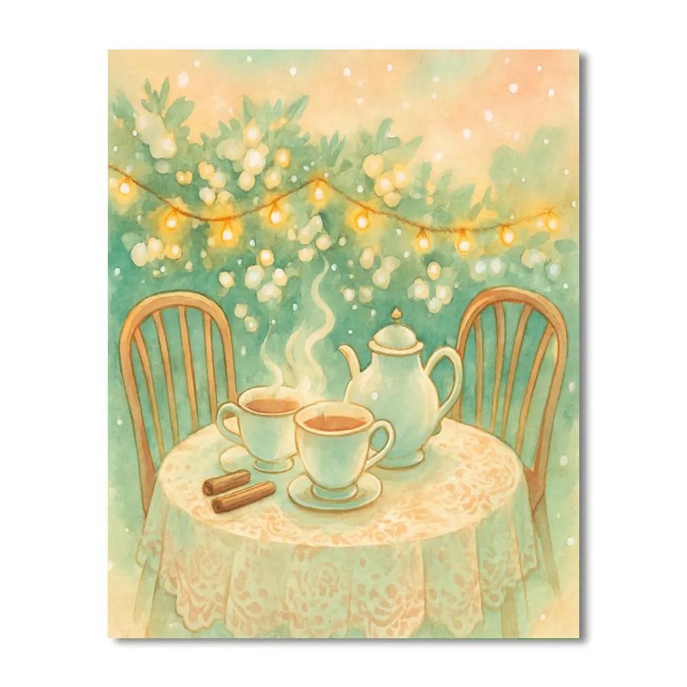 Snowberry Hedge Winter Tea Painting by numbers kit