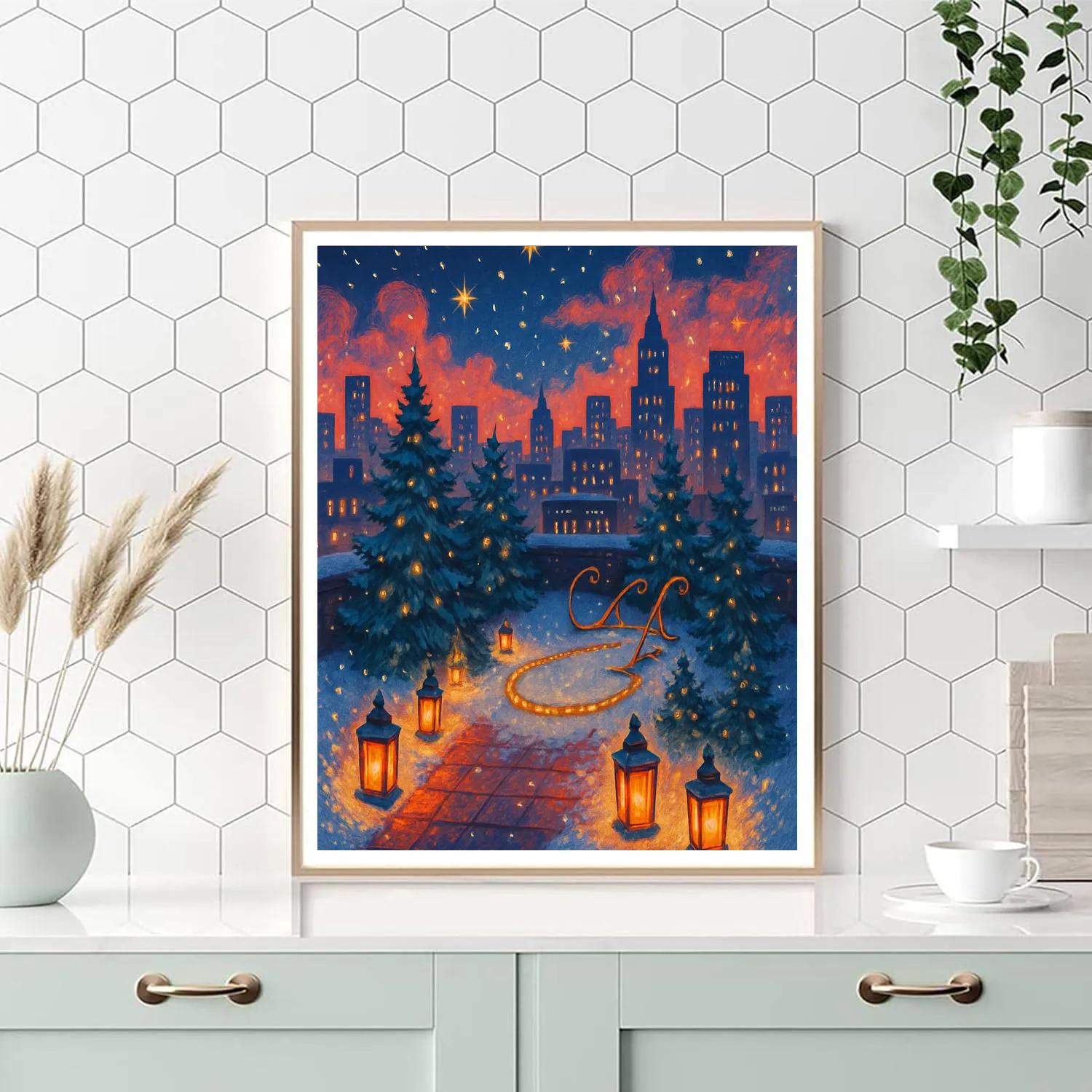 Rooftop Pine Garden Sleighpad painting number kit