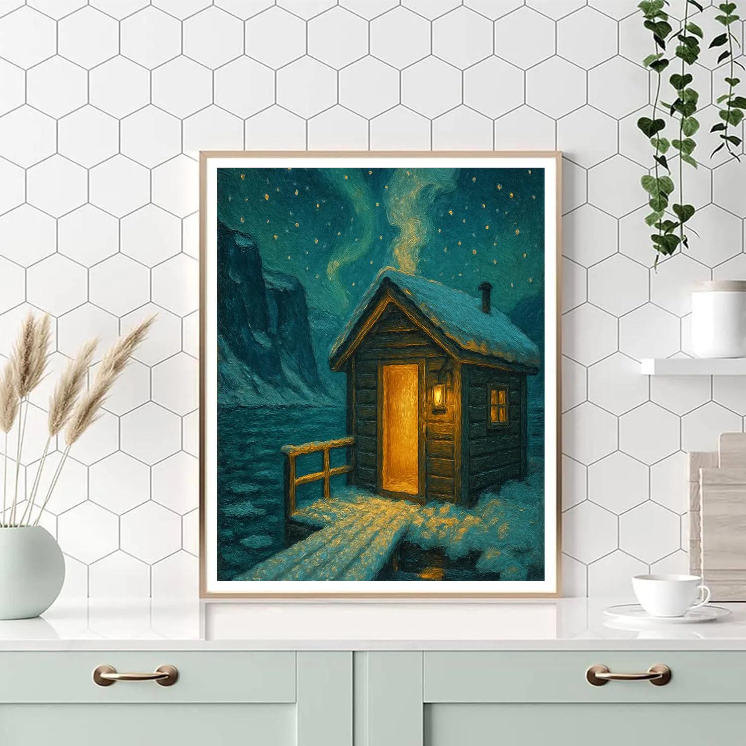 Frozen Fjord Sauna Glow Numbered painting kits