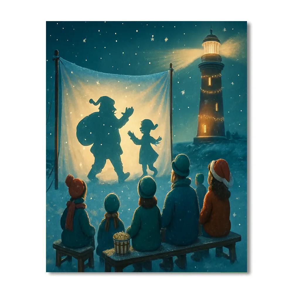 Winter Lighthouse Snow Theater paint by number