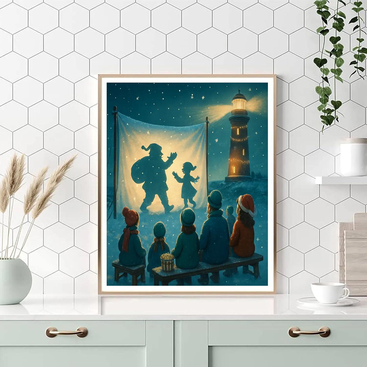 Winter Lighthouse Snow Theater paint by number