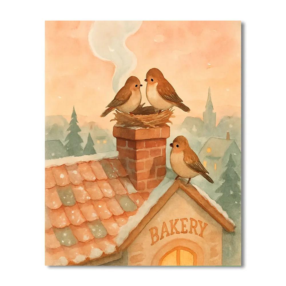 Snow Finch Bakery Chimney Rest DIY paint by numbers