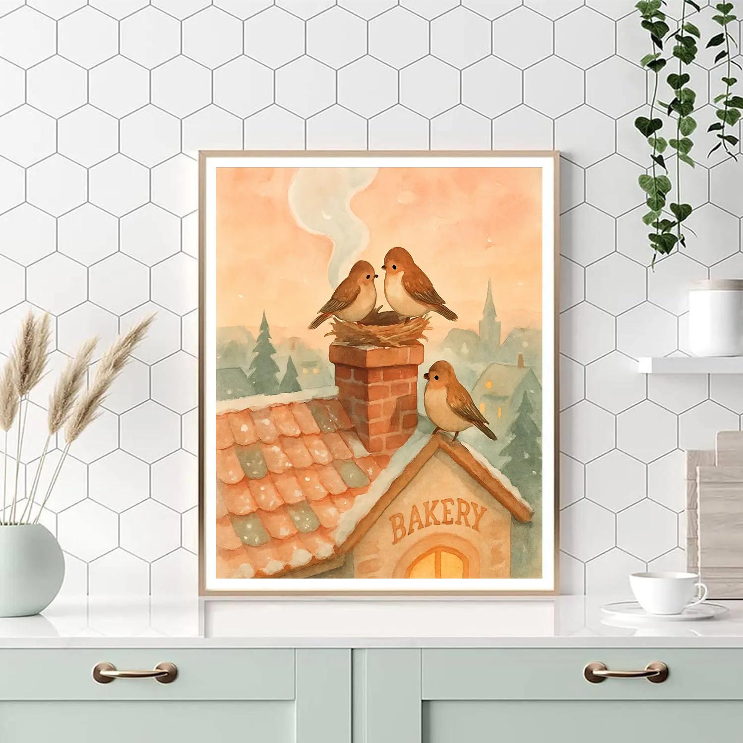 Snow Finch Bakery Chimney Rest DIY paint by numbers