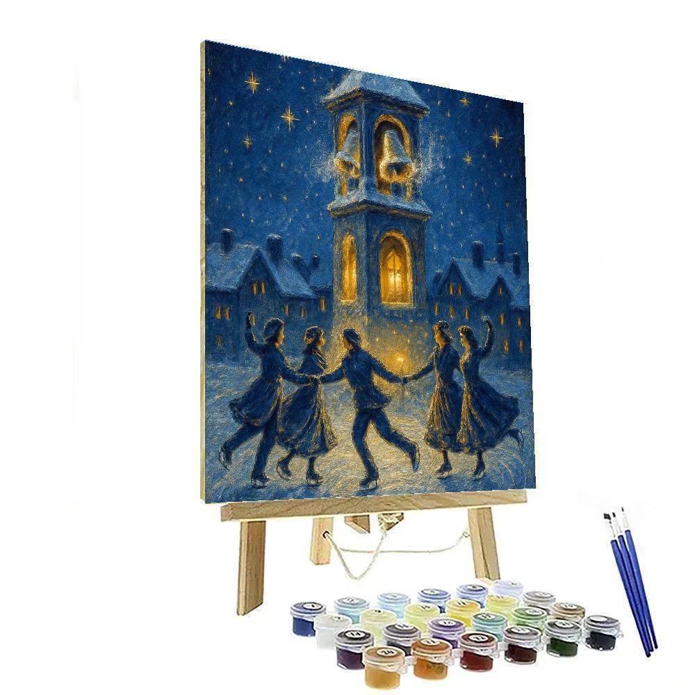 Frozen Bell Tower Skaters Painting by numbers kit